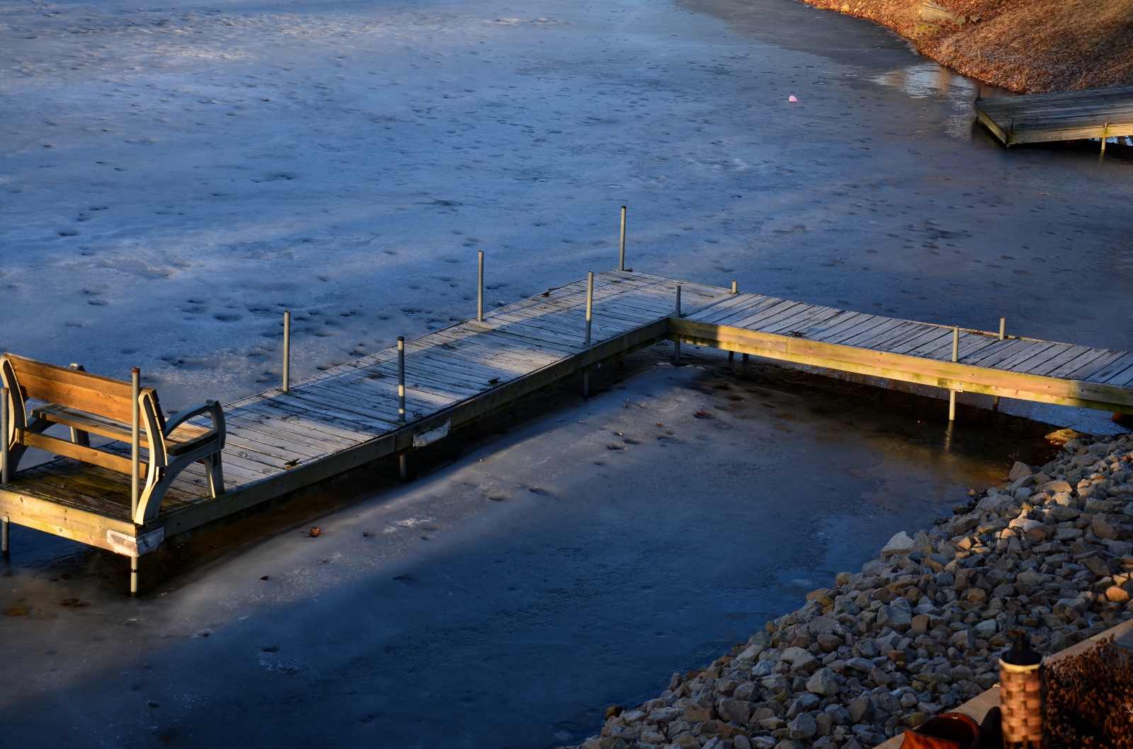 Our dock, the ice is melting